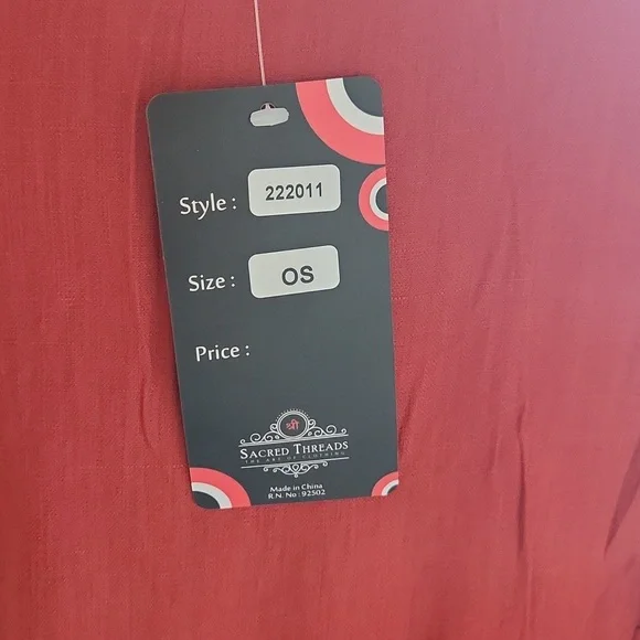 NWT Sacred Threads Rust color ruffled, slip over, blouse or tunic one size - Picture 5 of 7